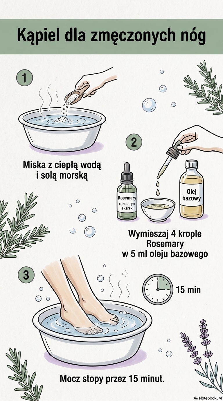 Infografika z przepisem: Ziołowa sól do moczenia stóp (Rosemary)